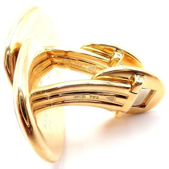 Rare! Patek Philippe 18k Yellow Gold Italian Flag Colors Enamel Large Cufflinks - Picture 7 of 12